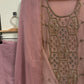 Premium chiffon handwork semi-stitched suit-mauve