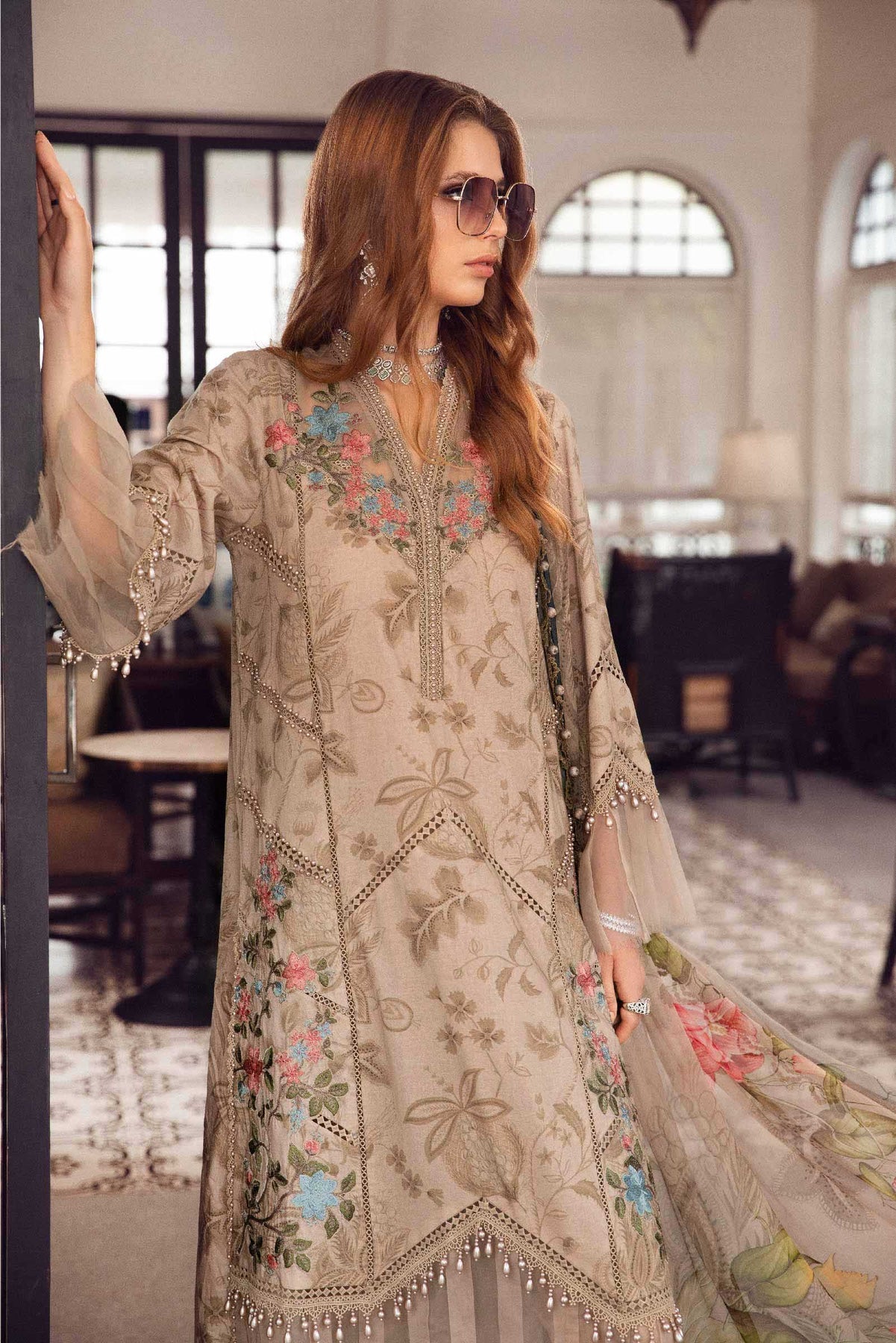 Printed casual suit with chiffon dupatta-1002