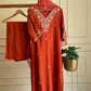 Premium russian silk  suit with  hand work detailings-orange