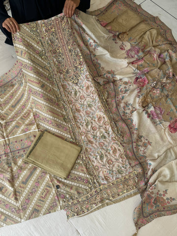 Pure muslin with detailings  and muslin Dupatta-122