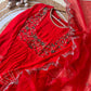 Red anarkali gown with organza scalloped dupatta -4219