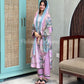 Printed casual suit with chiffon dupatta-1021 pink