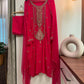 Premium chiffon handwork semi-stitched suit-hot pink