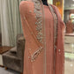 Premium Chiffon handworee jacket style with scalloped organza dupatta