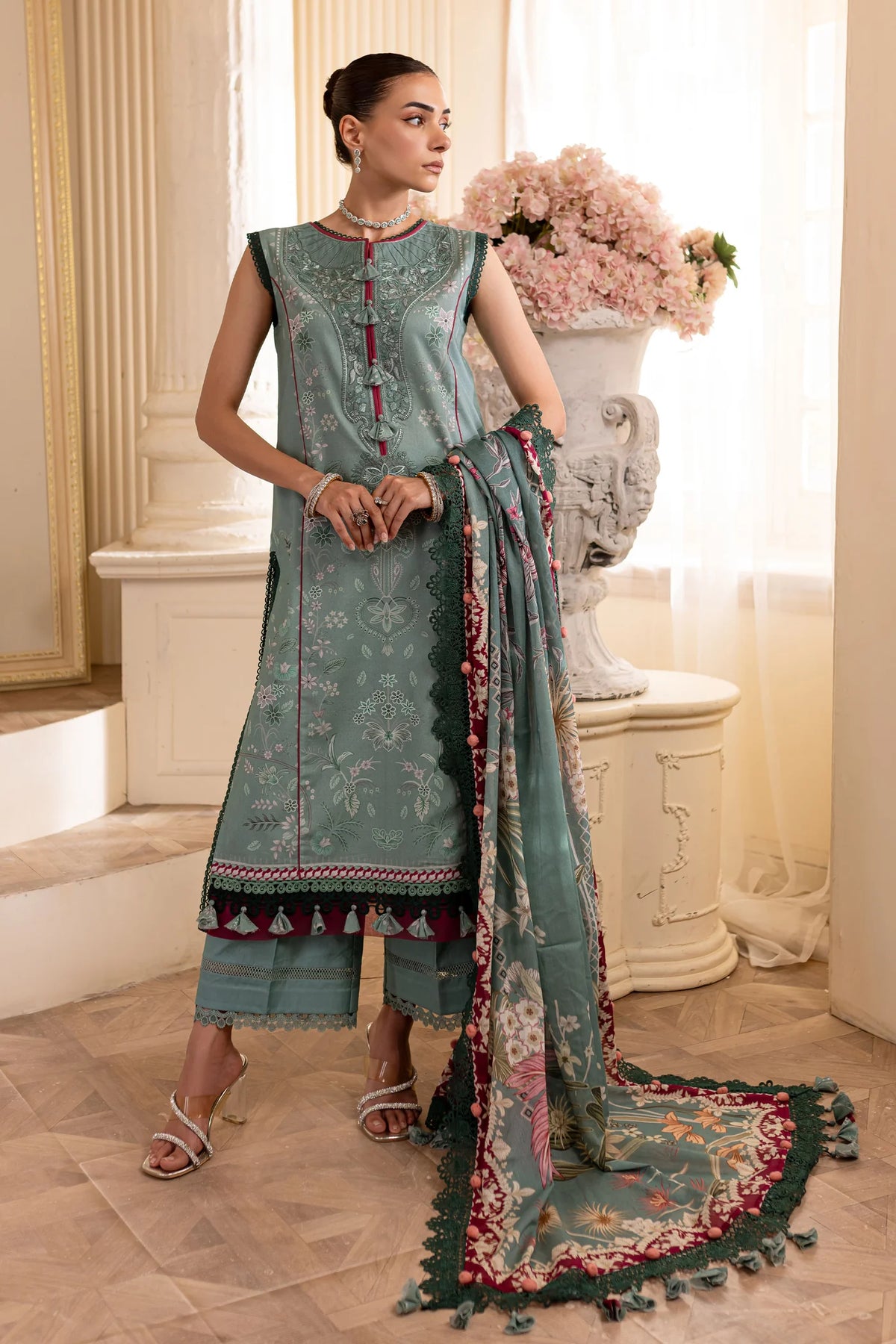 Embroidered lawn with lawn dupatta-8