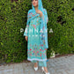 Paki printed suit with embroidered patches -1001