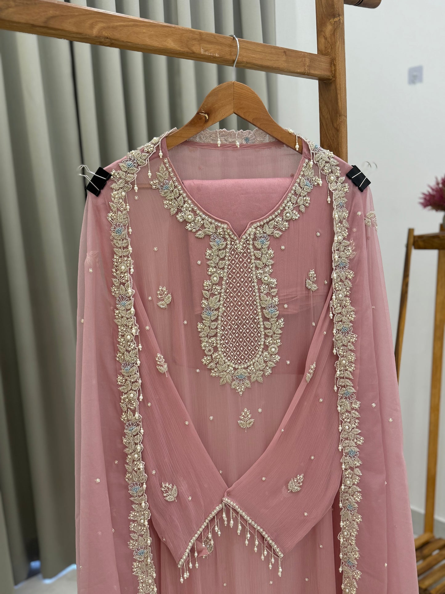 Premium chiffon handwork semi-stitched suit-1078