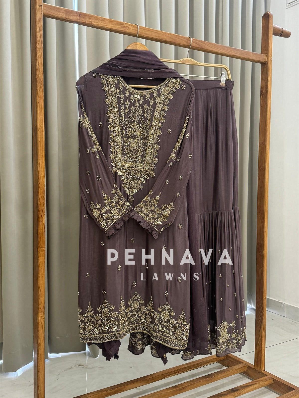 Heavily Handworked Sharara with Pure Chiffon Dupata