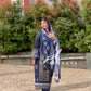 Navy blue Printed casual suit with chiffon dupatta -496