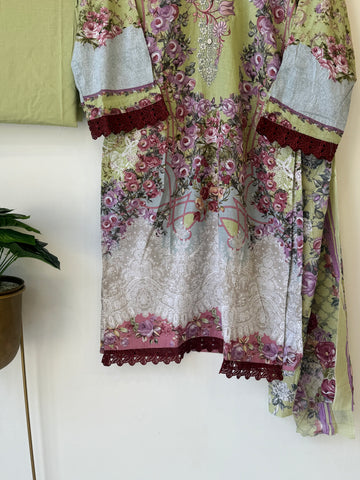 Cotton self embroidered suit -101