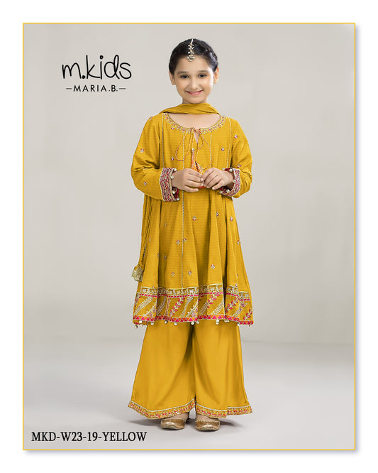 Kids party wear -ready to wear MKDW23-19 yellow