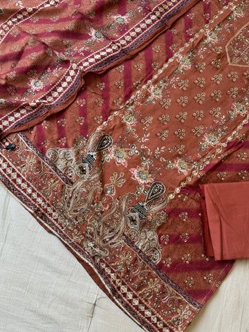 Pure muslin with detailings  and muslin Dupatta-118