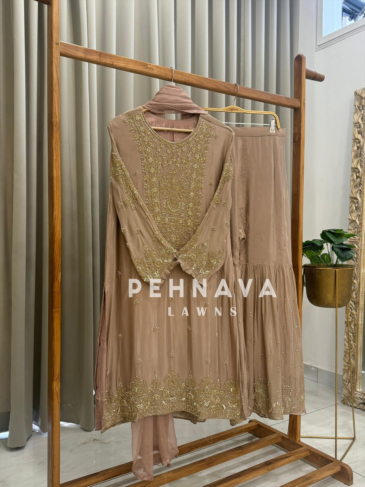 Heavily Handworked Sharara with Pure Chiffon Dupata