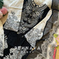 Printed casual suit with chiffon dupatta- ez B/W