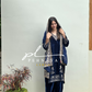 Embroidered velvette suit -blue