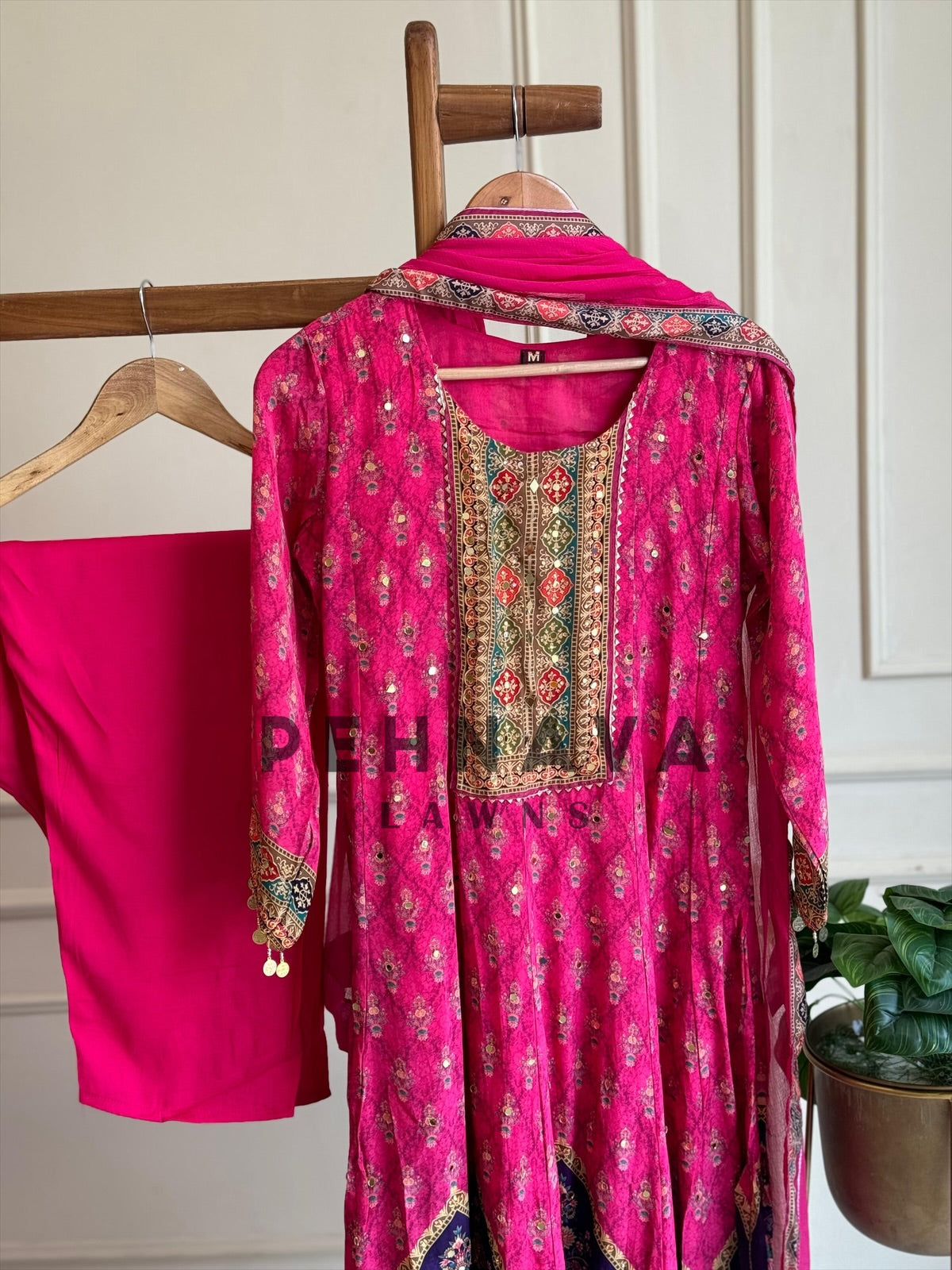 Pakistani Printed Anarkali-Pink