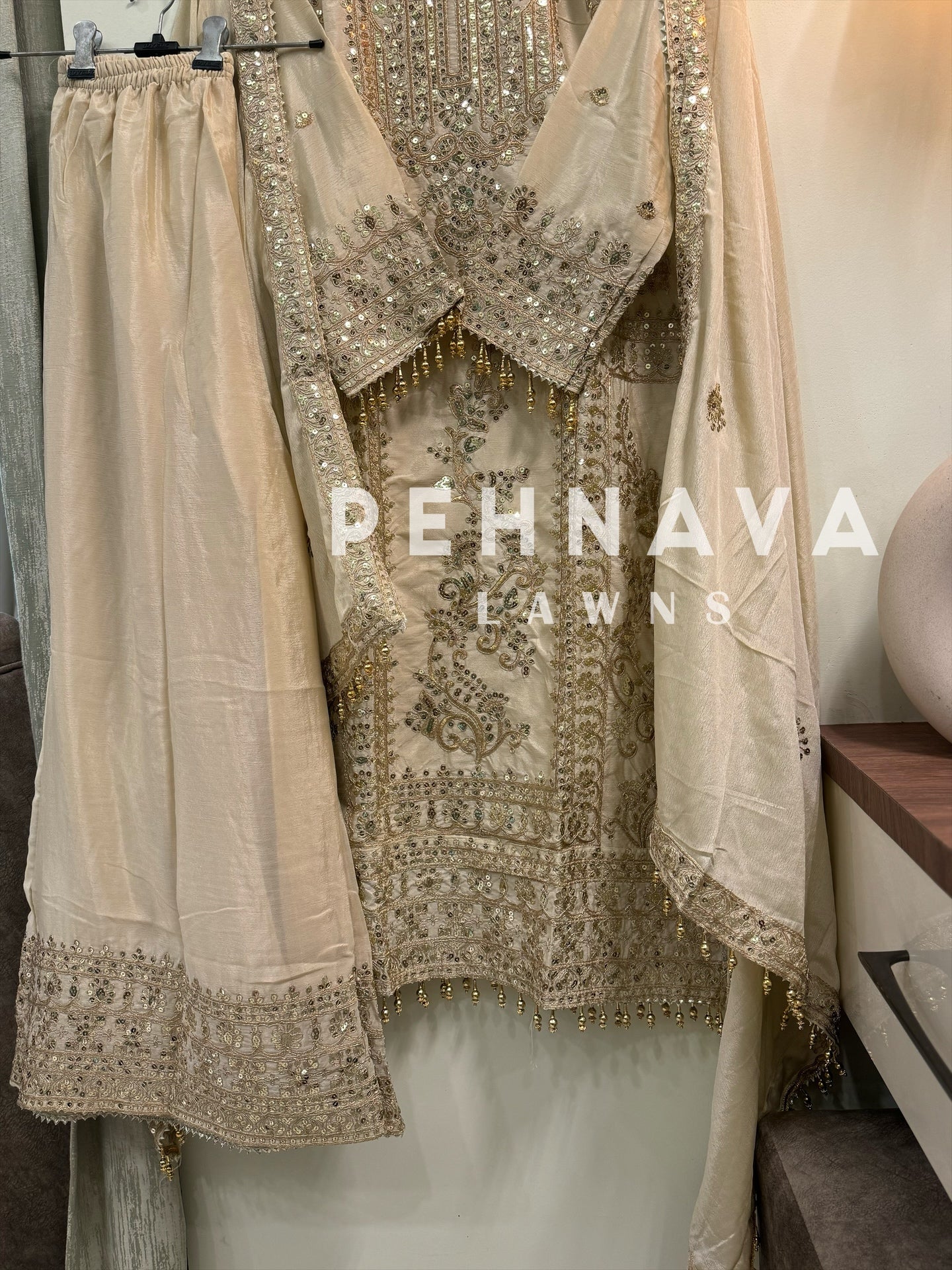 Chinnon embroidered ready to wear suit with wide palazzos