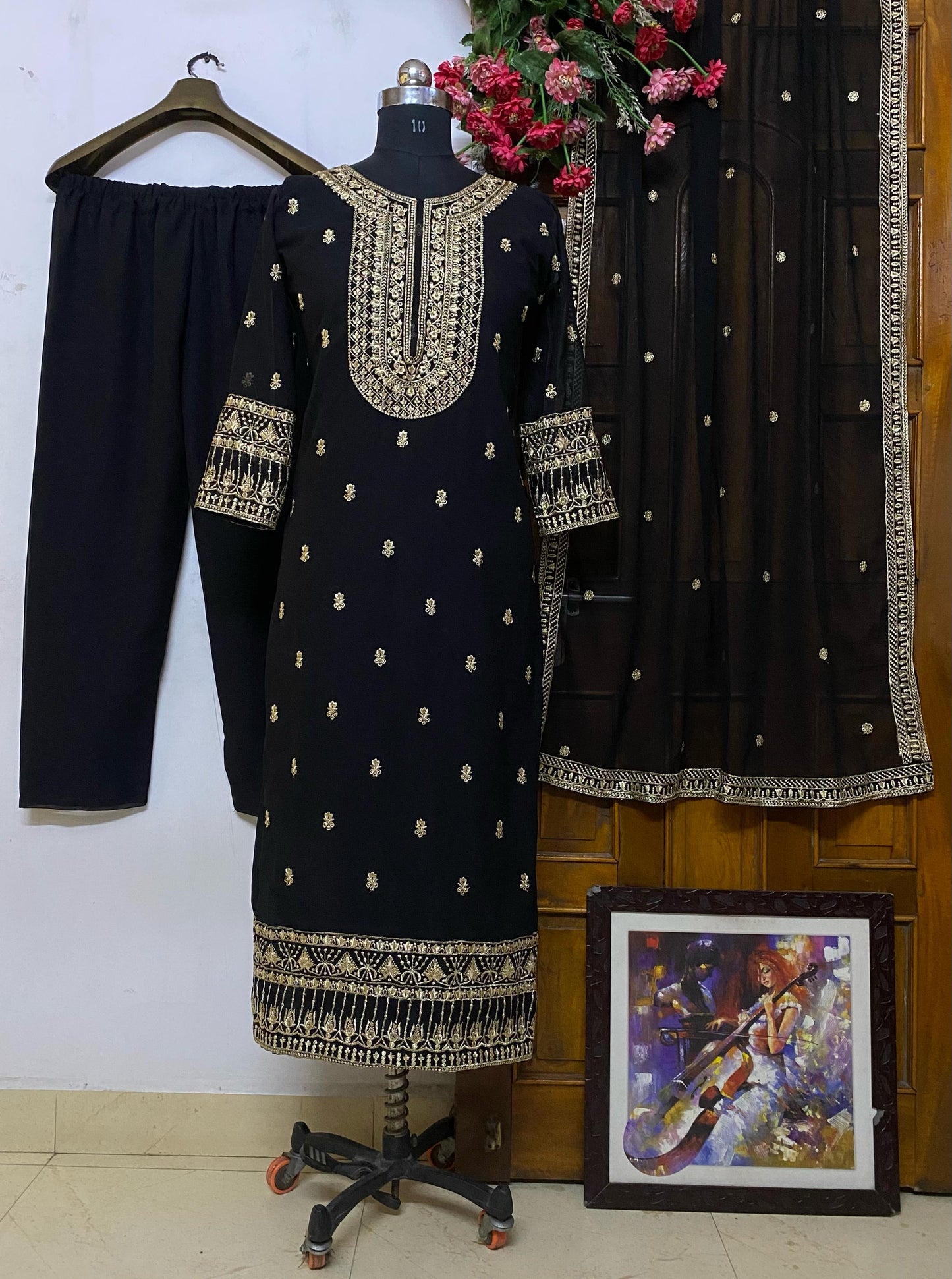 Embroidered georgette ready to wear suit-1186