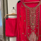 Premium chiffon handwork semi-stitched suit-hot pink