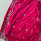 chinnon stitched suit with hand work detailings-hot pink