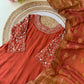 Rust shade Gown with banarsi woven dupatta