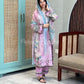 Printed casual suit with chiffon dupatta-1021 pink