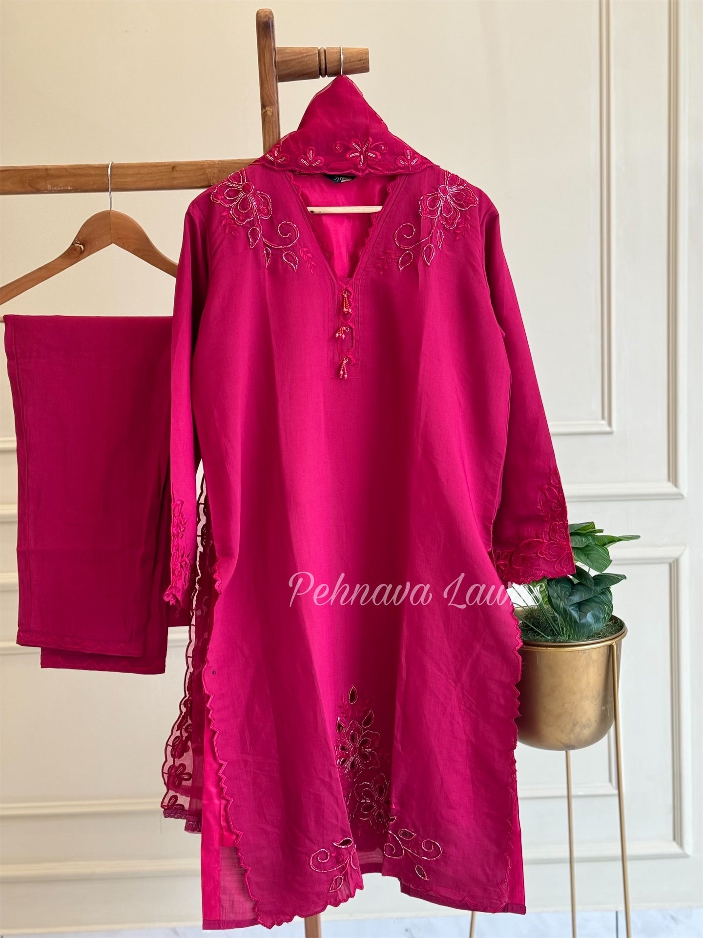 Cut work embroidered ready to wear suit-1392