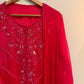 Premium chinnon handwork semi-stitched suit-hot pink