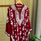 Authentic chikankaari embroidered suit-deep red