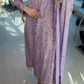 Lavender Embroidered georgette suit with mirror embroidery and moti latkan