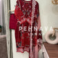 Embroidered suit with embroidered dupatta-3354 red