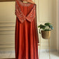 Rust shade Gown with banarsi woven dupatta