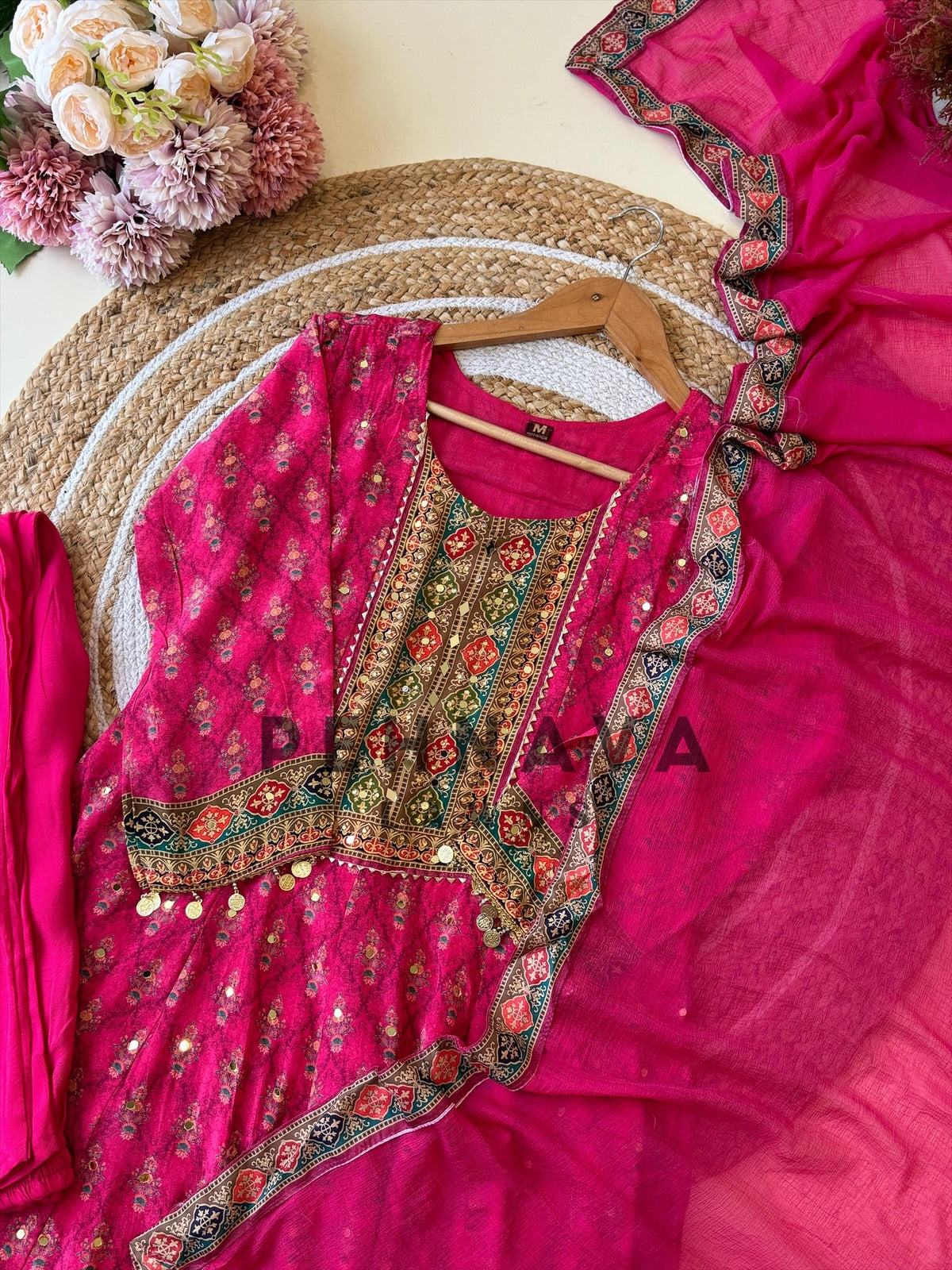 Pakistani Printed Anarkali-Pink