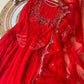 Red anarkali gown with organza scalloped dupatta -4219