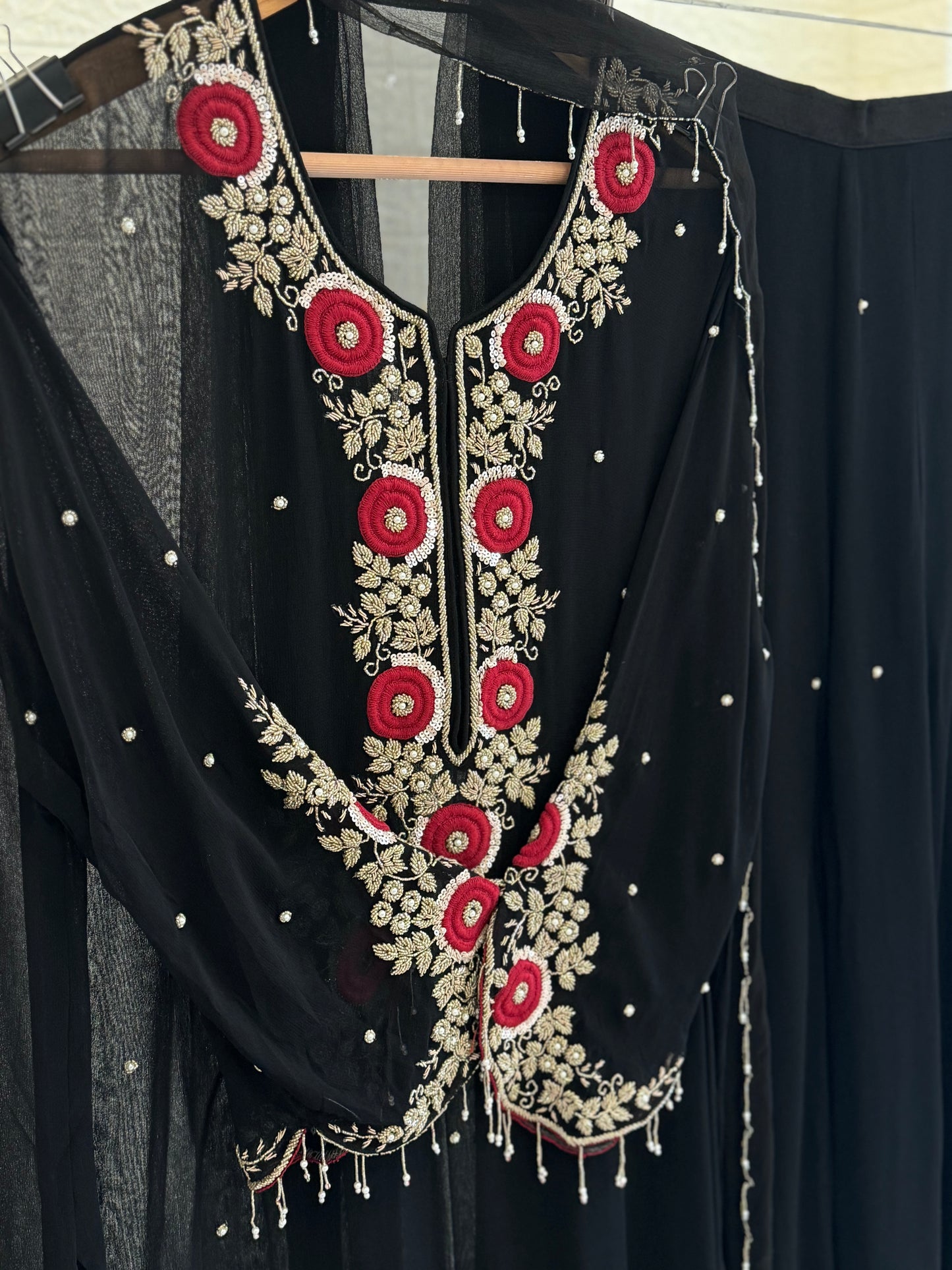 Premium chiffon handwork semi-stitched suit-with color options