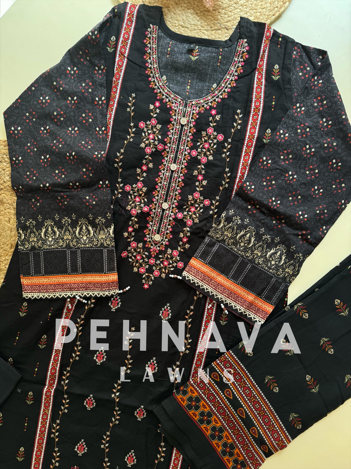 Fully embroidered suit with  dupatta option-3350