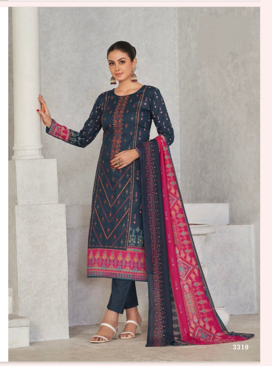 Fully embroidered suit with  dupatta option-3310