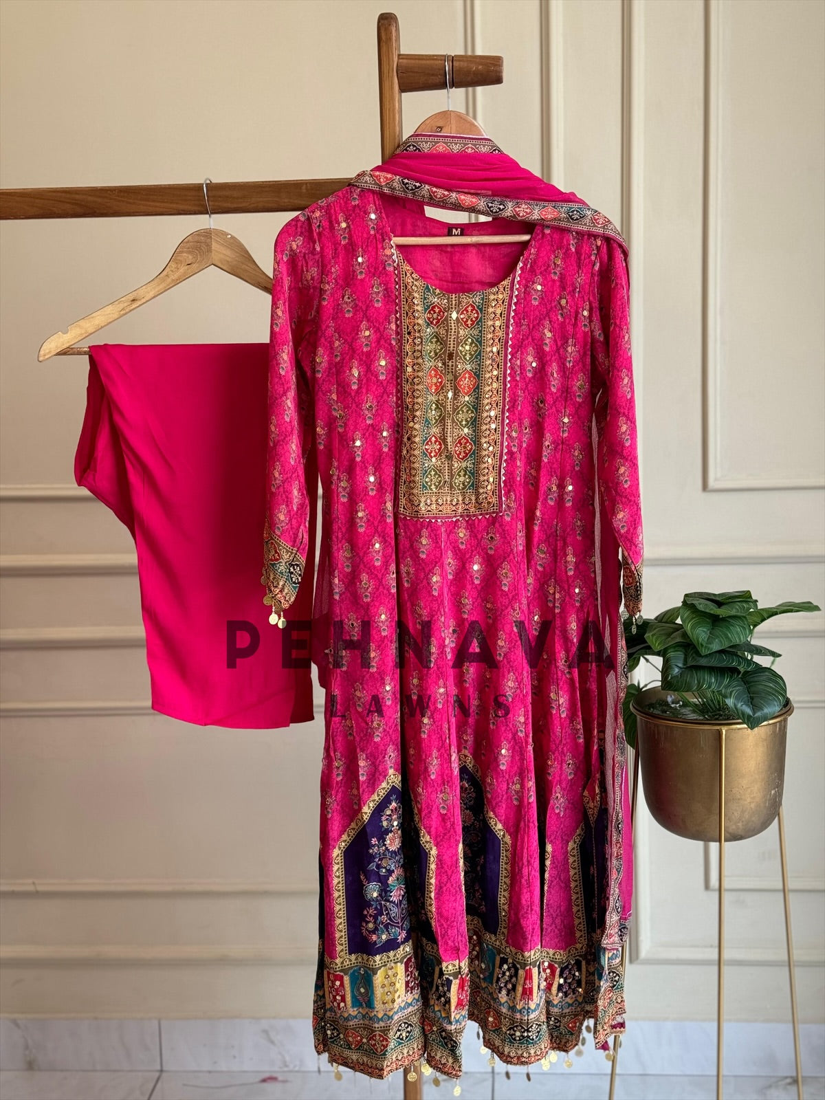 Pakistani Printed Anarkali-Pink