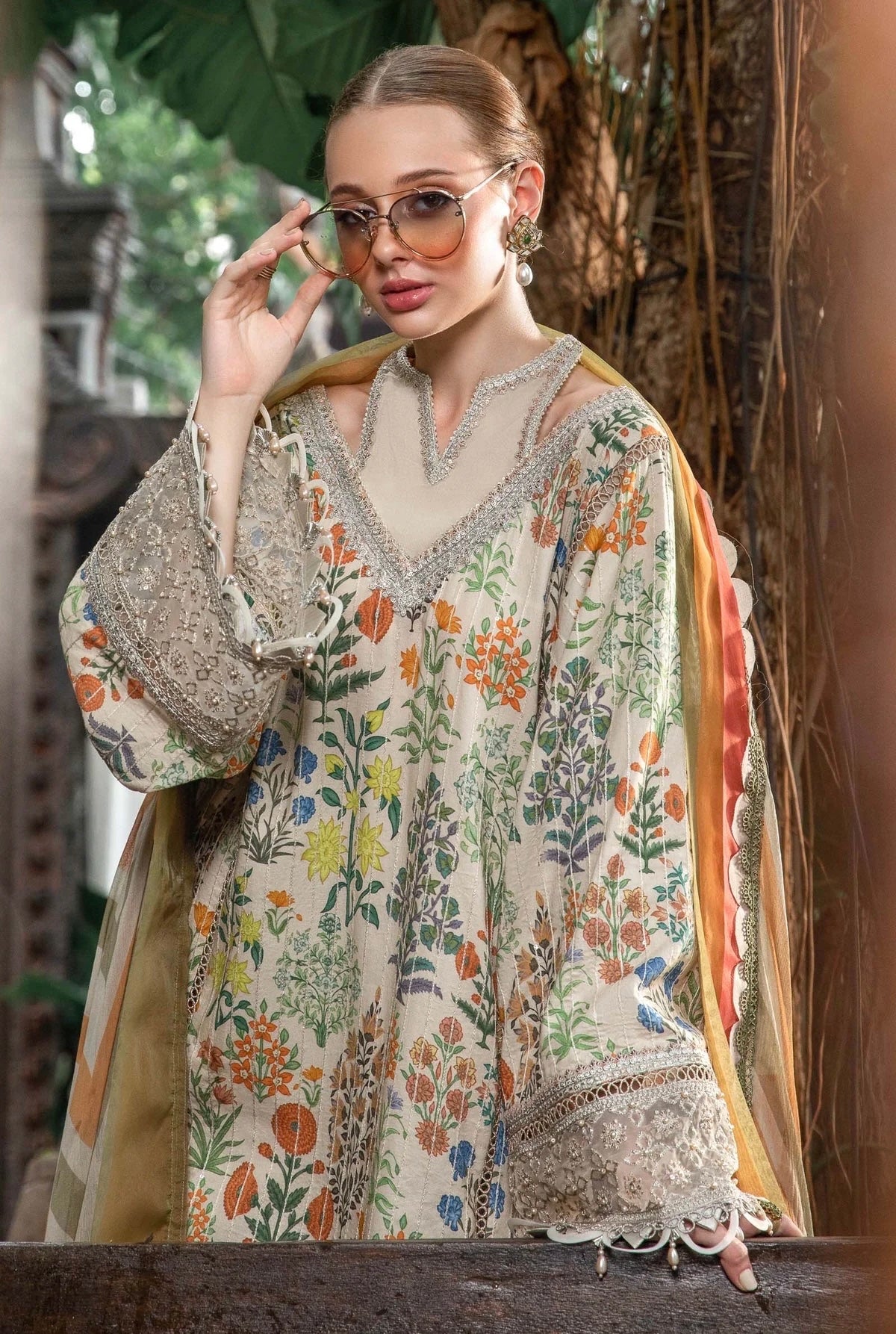 Paki printed embroidered suit -3317