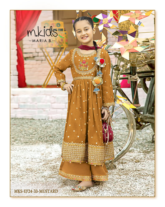 Kids party wear -ready to wear MKS-EF24-33-MUSTARD