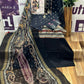 Pure lawn suit with full size chiffon dupatta-black