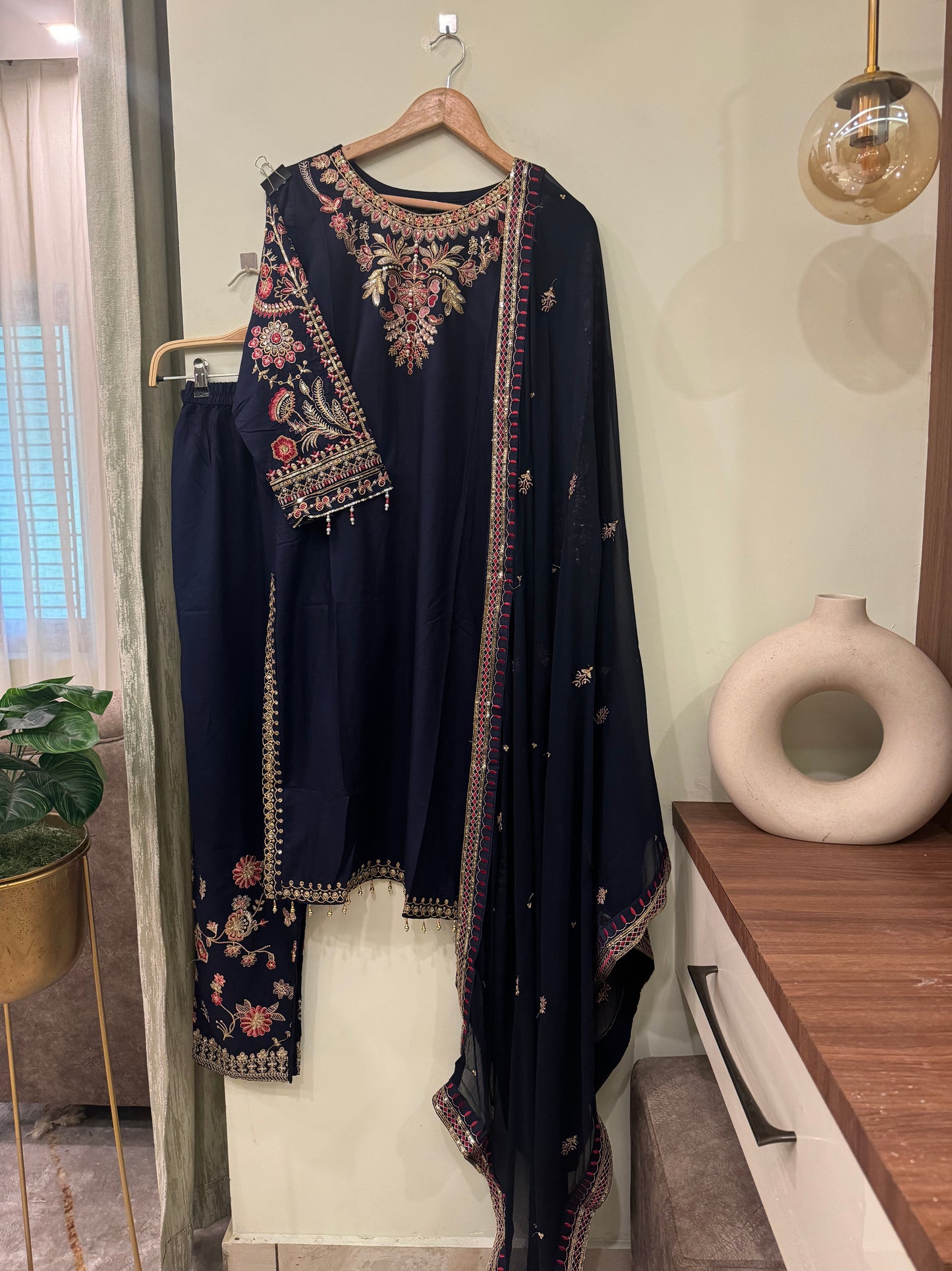 Comfy Rayon party wear with embroidered bottom