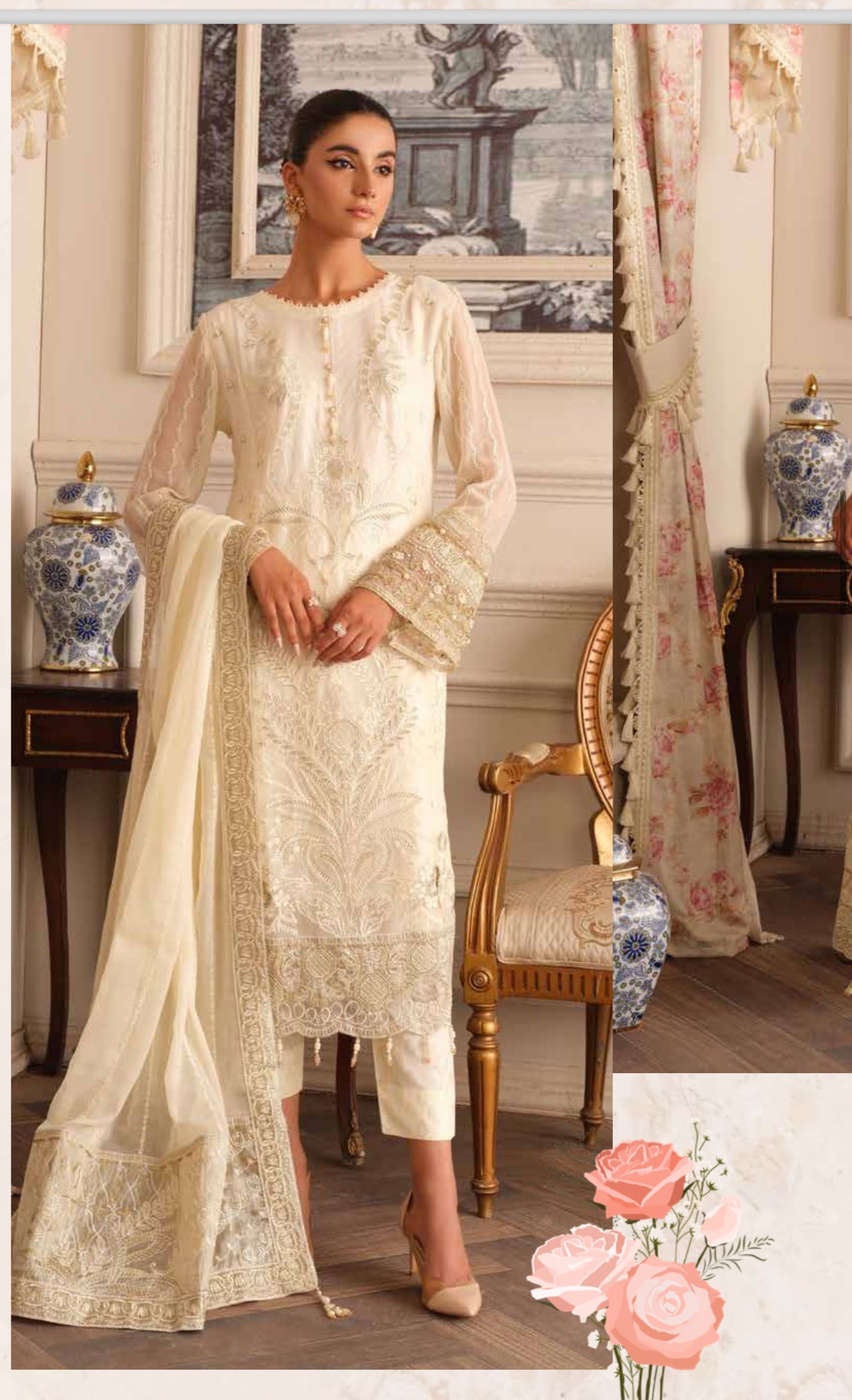 Pure chiffon semi stitched suit-design 4