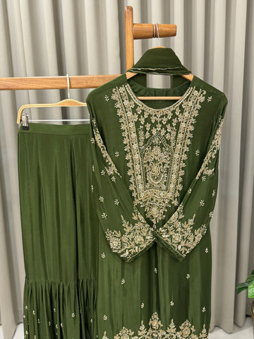 Heavily Handworked Sharara with Pure Chiffon Dupata