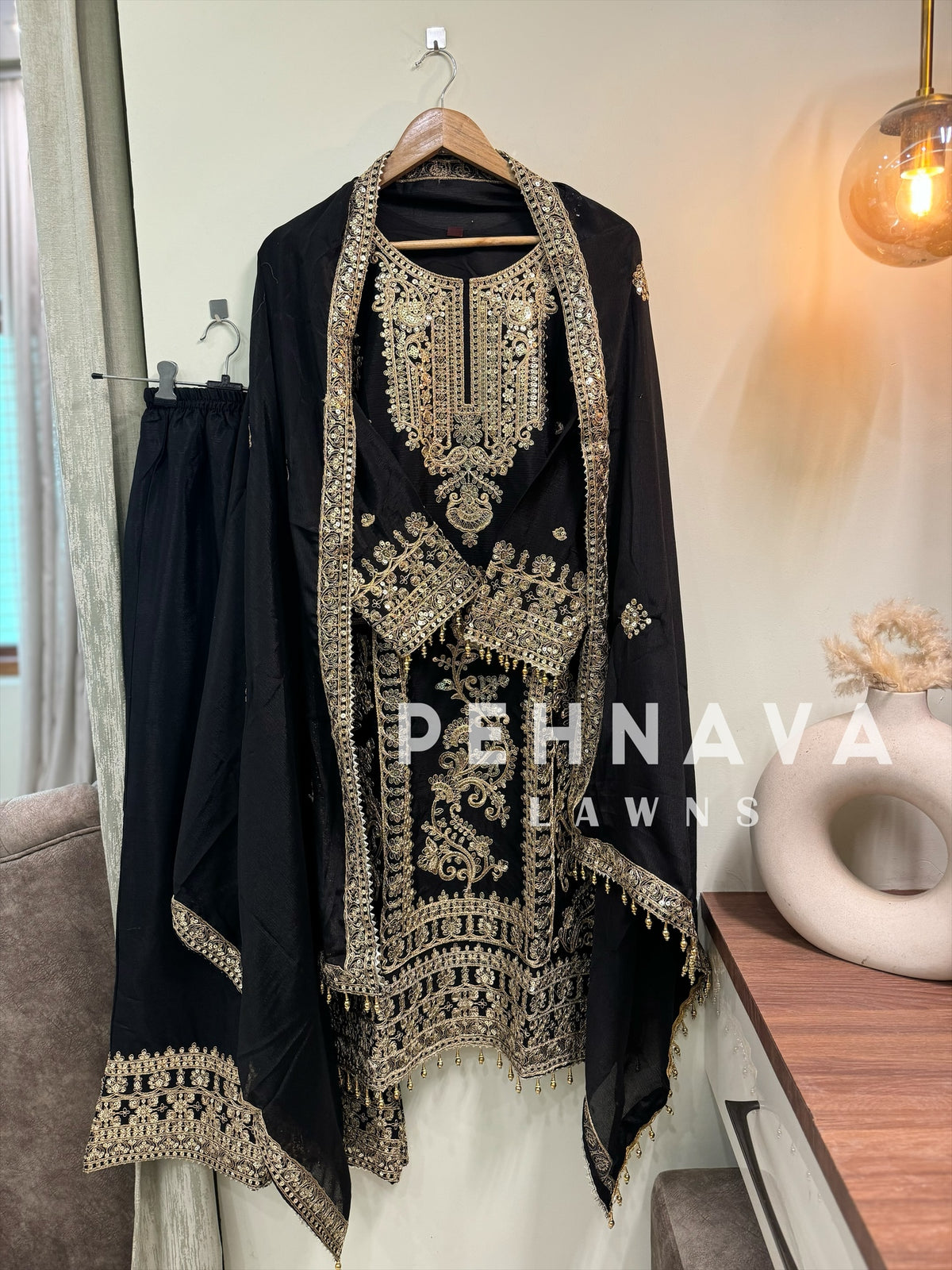 Chinnon embroidered ready to wear suit with wide palazzos