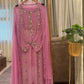 Premium Chiffon handwork suit with  bottom and chiffon scalloped dupatta-m139