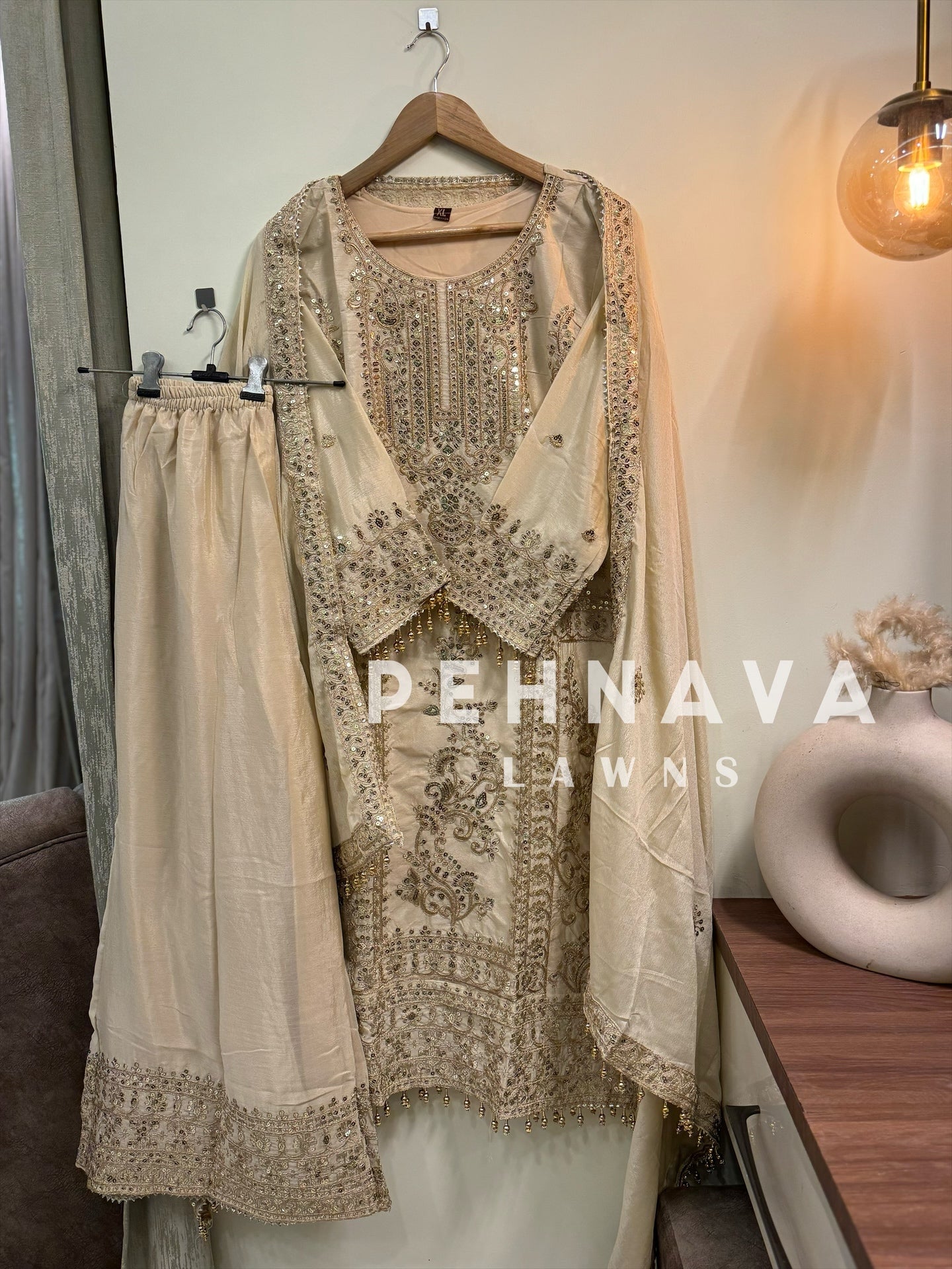 Chinnon embroidered ready to wear suit with wide palazzos