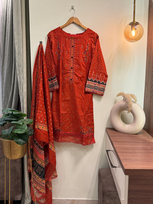 Embroidered pure lawn suit