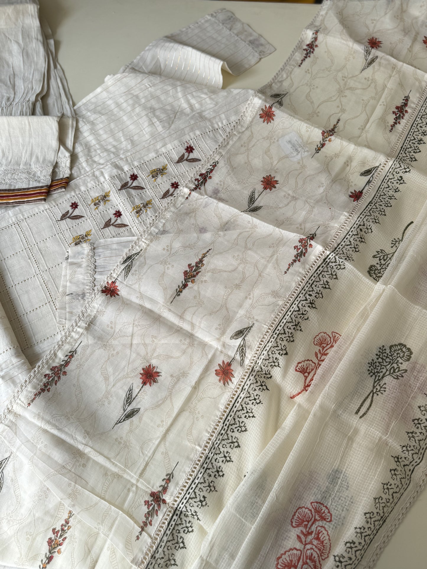 Cotton semi stitched with cota dupatta