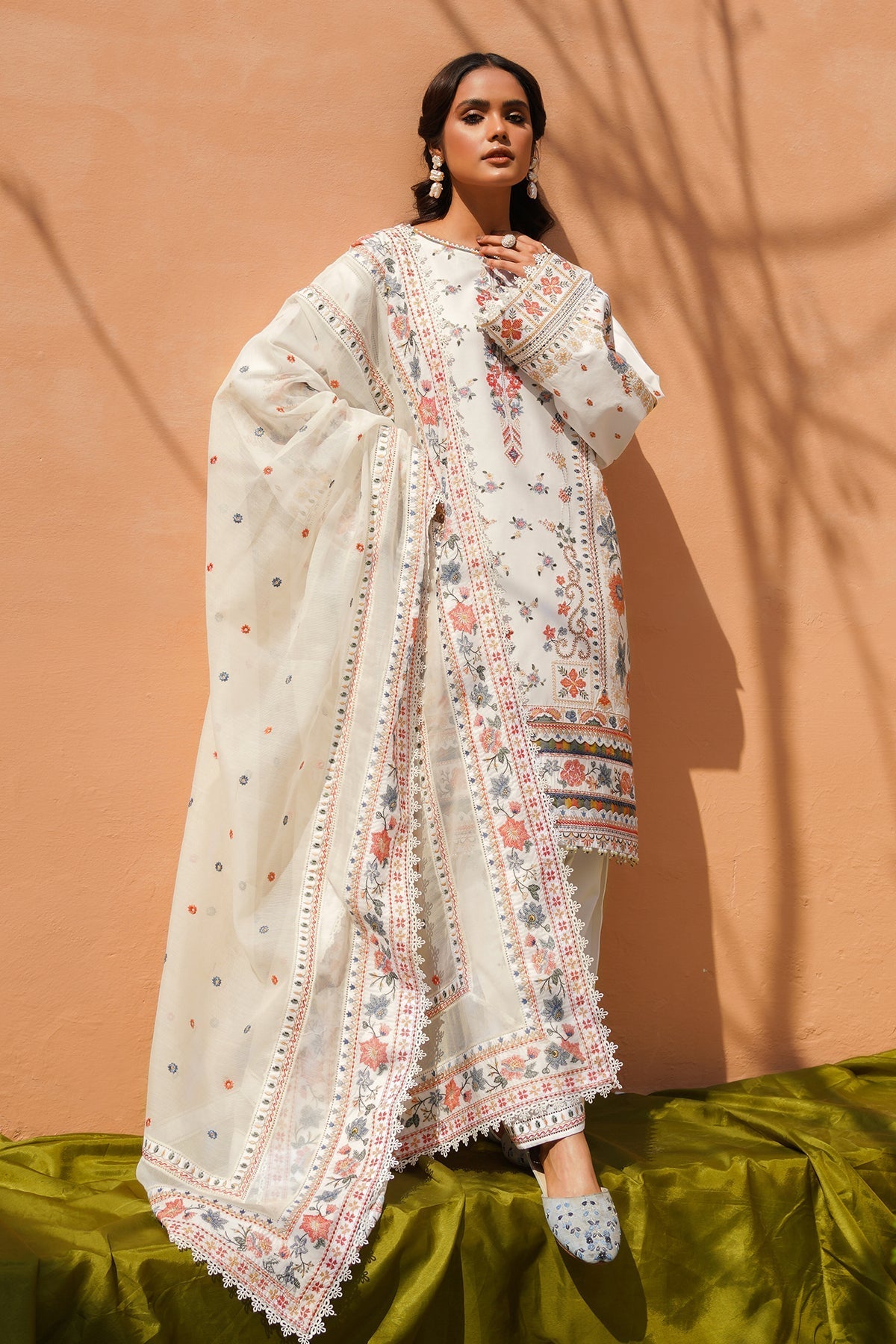 Cotton with Chikankari embroidered suit-14097